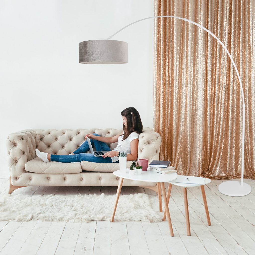 Staande booglamp met grijze kap Steinhauer Sparkled light - Afbeelding 3