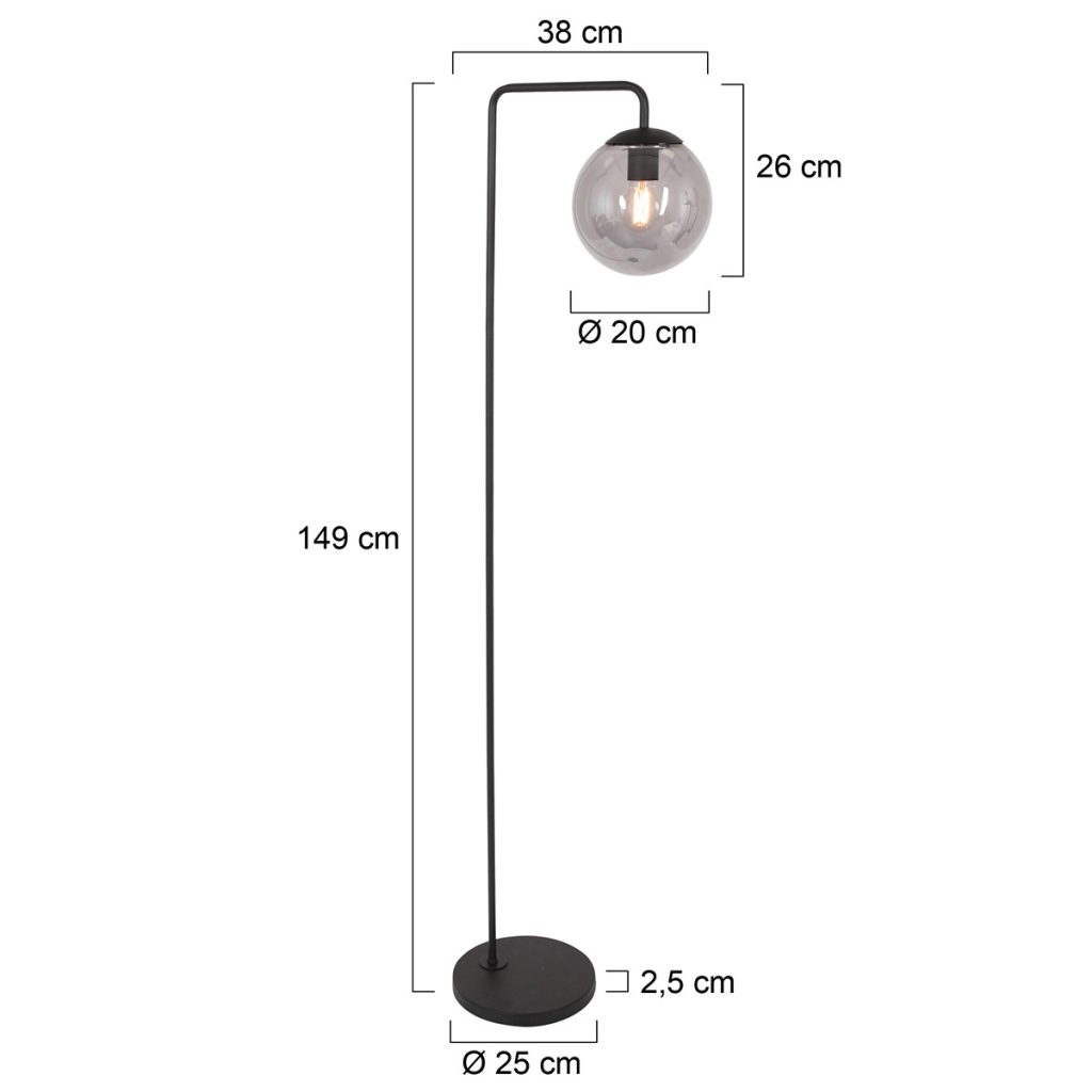 Staande lamp met rookglazen bol Steinhauer Bollique - Afbeelding 7
