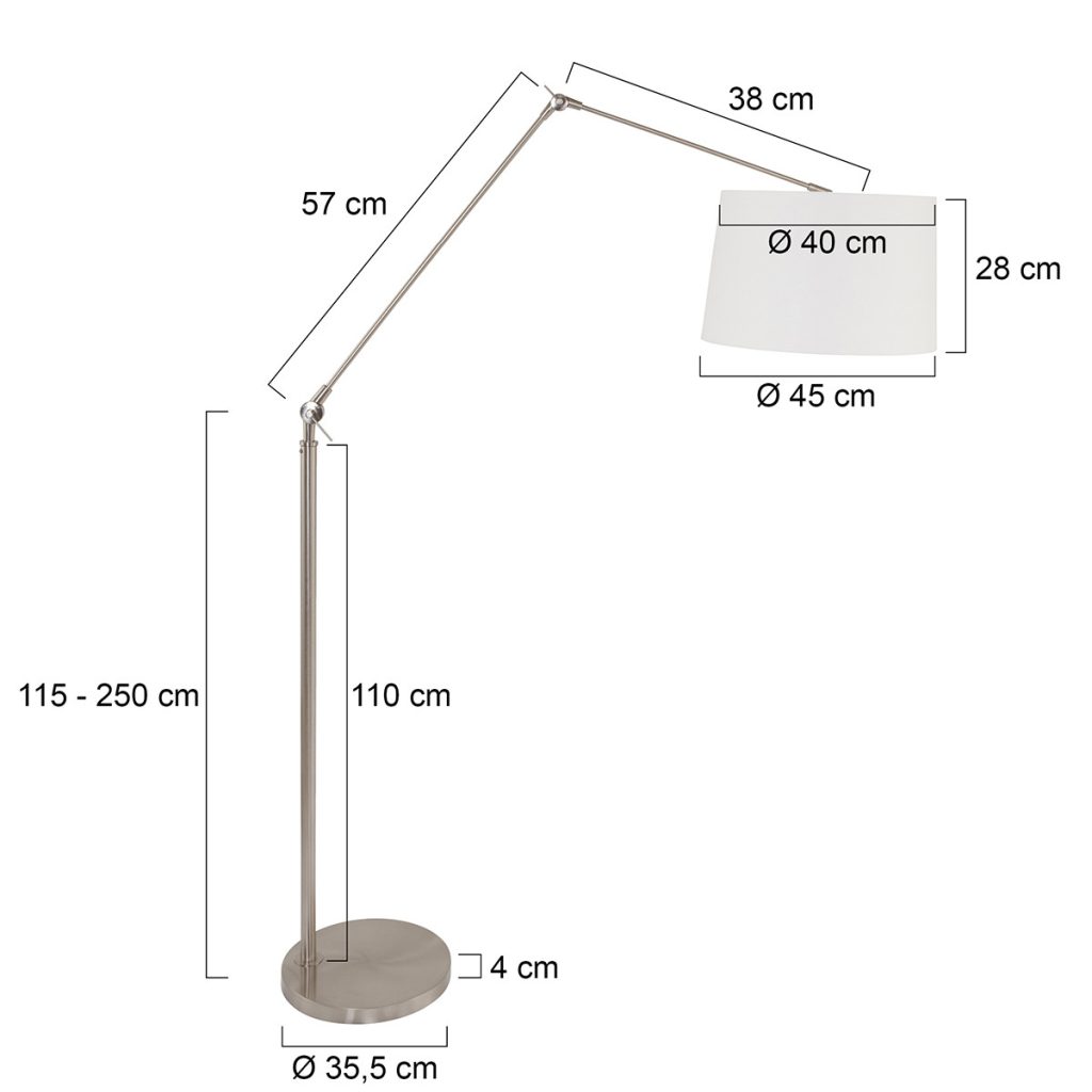 Moderne vloerlamp staal metaal Steinhauer Prestige chic - Afbeelding 7