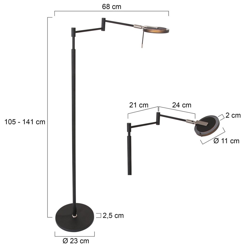 Staande LED leeslamp rookglas Steinhauer Turound - Afbeelding 6
