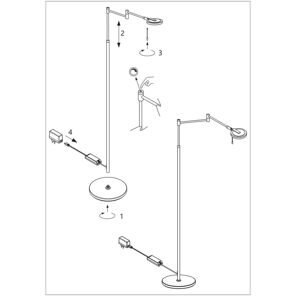 Staande LED leeslamp rookglas Steinhauer Turound - Afbeelding 8