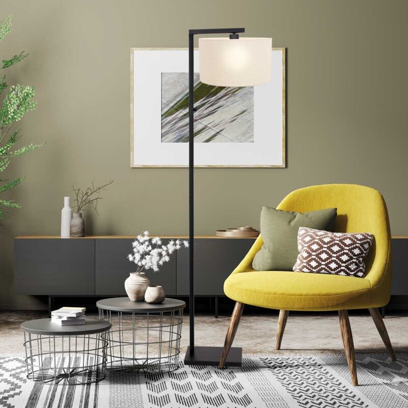 Staande schemerlamp met witte kap Steinhauer Stang - Afbeelding 3