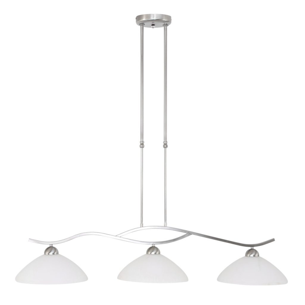 3-lichts stalen hanglamp melkglas kappen Steinhauer Capri - Afbeelding 2