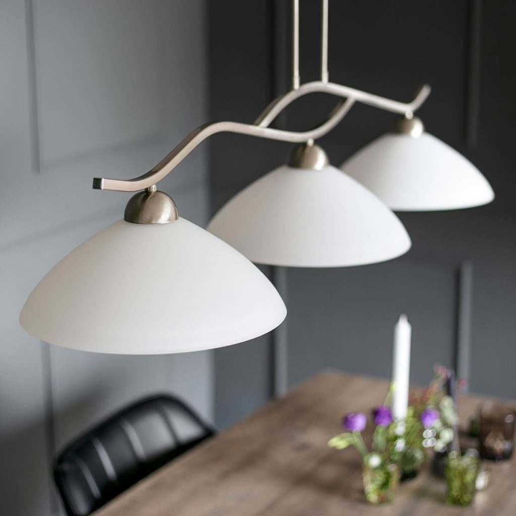 3-lichts stalen hanglamp melkglas kappen Steinhauer Capri - Afbeelding 12