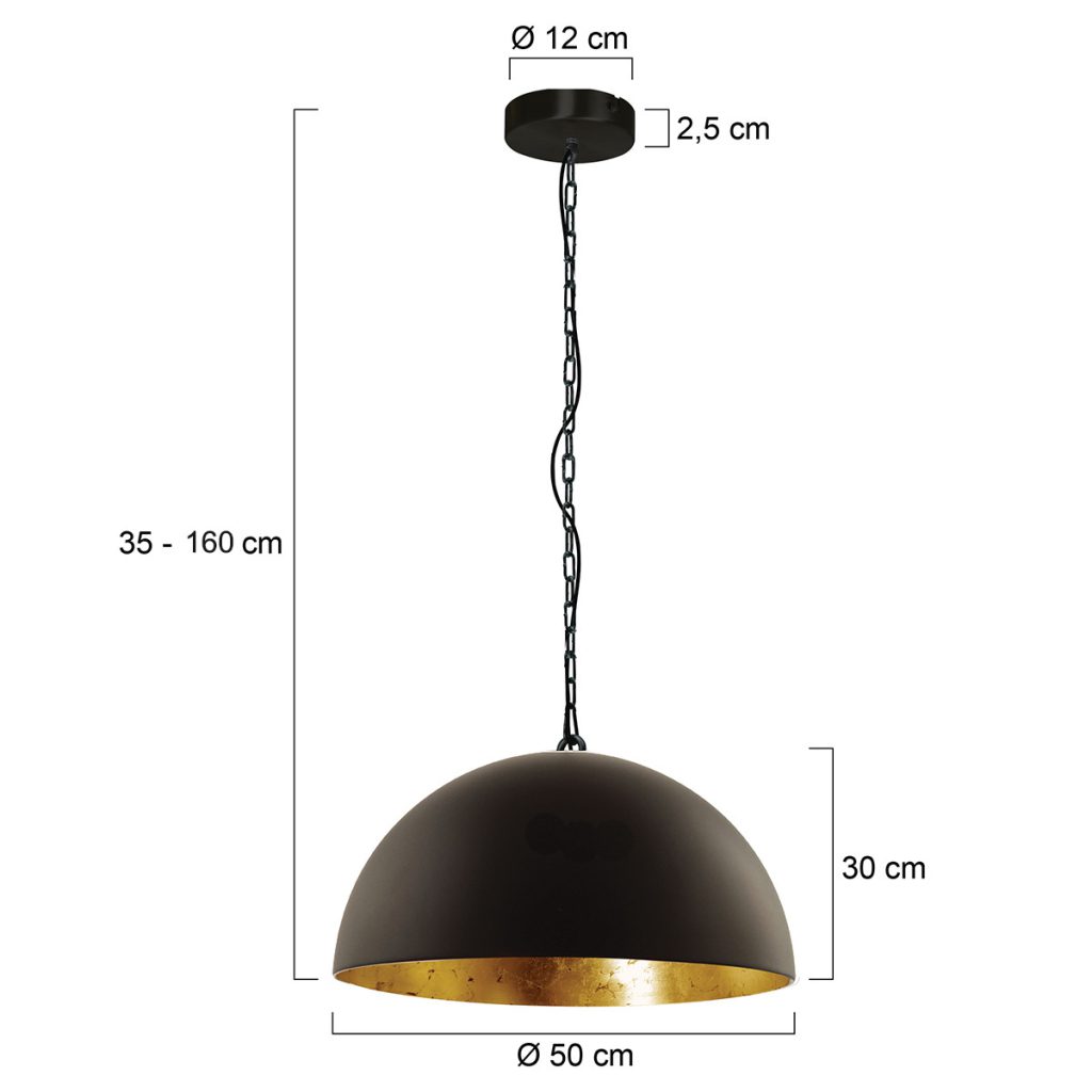 Industriële zwarte metalen hanglamp Steinhauer Semicirkel - Afbeelding 7