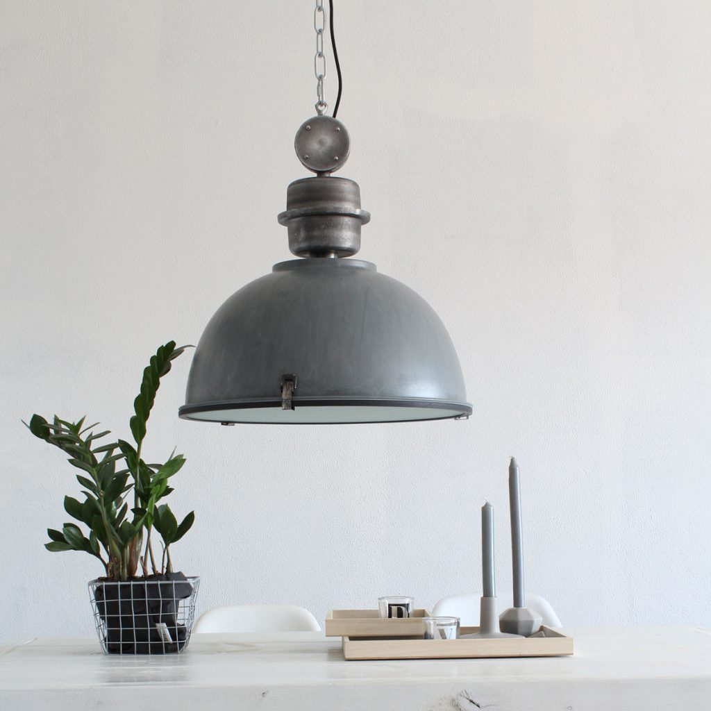 Ruw grijze koepelvormige hanglamp metaal/glas Steinhauer Bikkel - Afbeelding 3