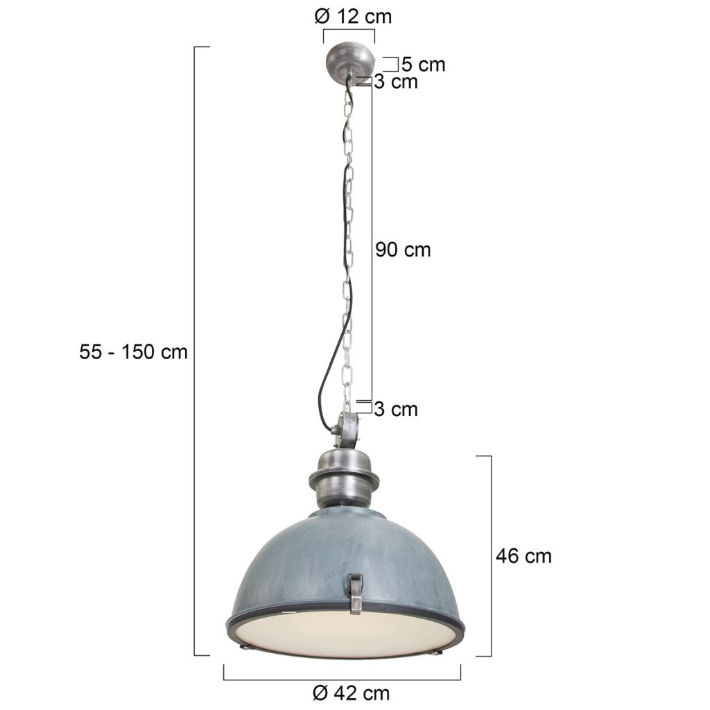Ruw grijze koepelvormige hanglamp metaal/glas Steinhauer Bikkel - Afbeelding 8