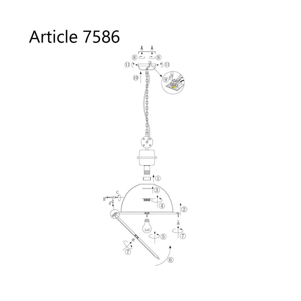 Ruw grijze koepelvormige hanglamp metaal/glas Steinhauer Bikkel - Afbeelding 10