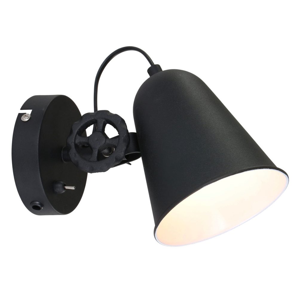 annelighting-wandlamp-dolphin-zwart-metaal-opbouwspot-e27-1323zw-1