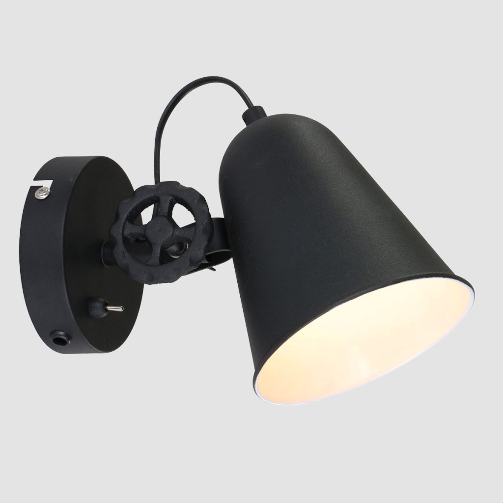 annelighting-wandlamp-dolphin-zwart-metaal-opbouwspot-e27-1323zw-1