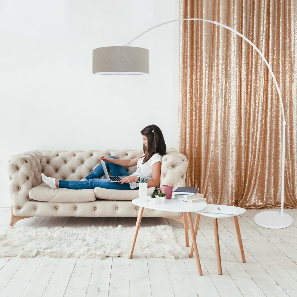 Strakke booglamp met bruine kap Steinhauer Sparkled light - Afbeelding 3