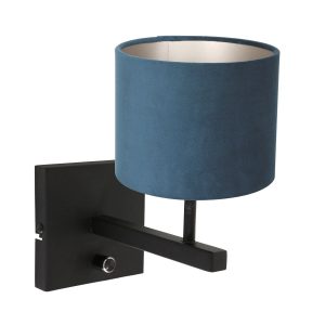 strakke-moderne-wandlamp-met-blauwe-kap-steinhauer-stang-8251zw-1