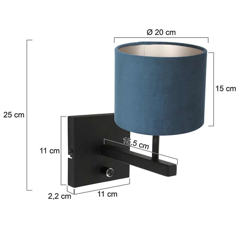 Strakke moderne wandlamp met blauwe kap Steinhauer Stang - Afbeelding 6