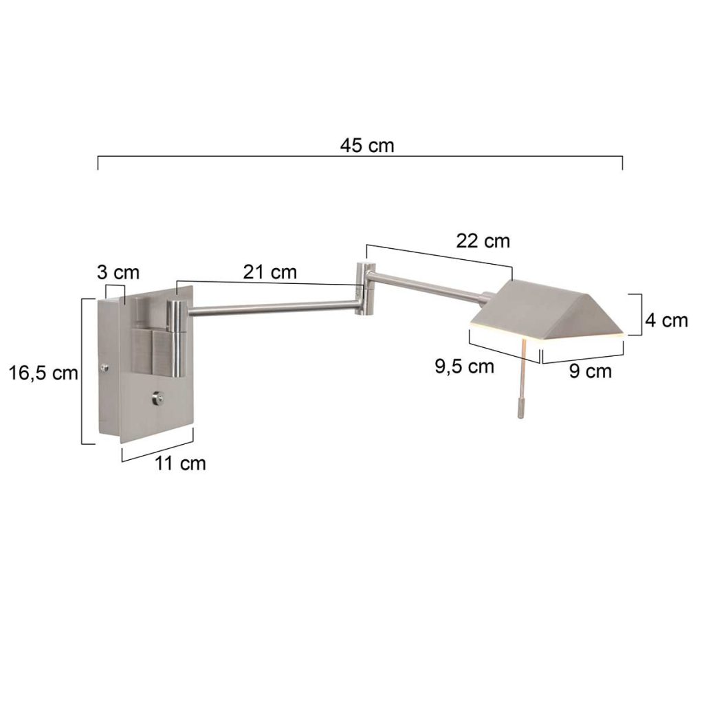 Strakke wandlamp LED staal Steinhauer Retina - Afbeelding 6