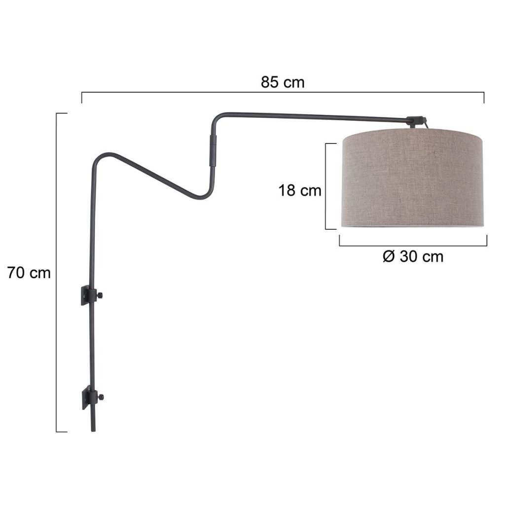 Strakke wandlamp met donkergrijze kap Steinhauer Linstrom - Afbeelding 6