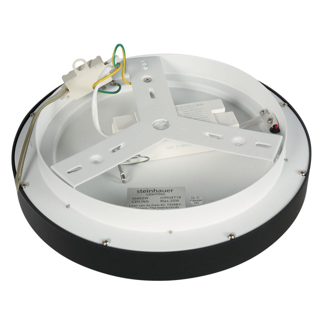 Strakke Zwart-Witte Ronde LED Plafondlamp Steinhauer Ringlede - Afbeelding 11