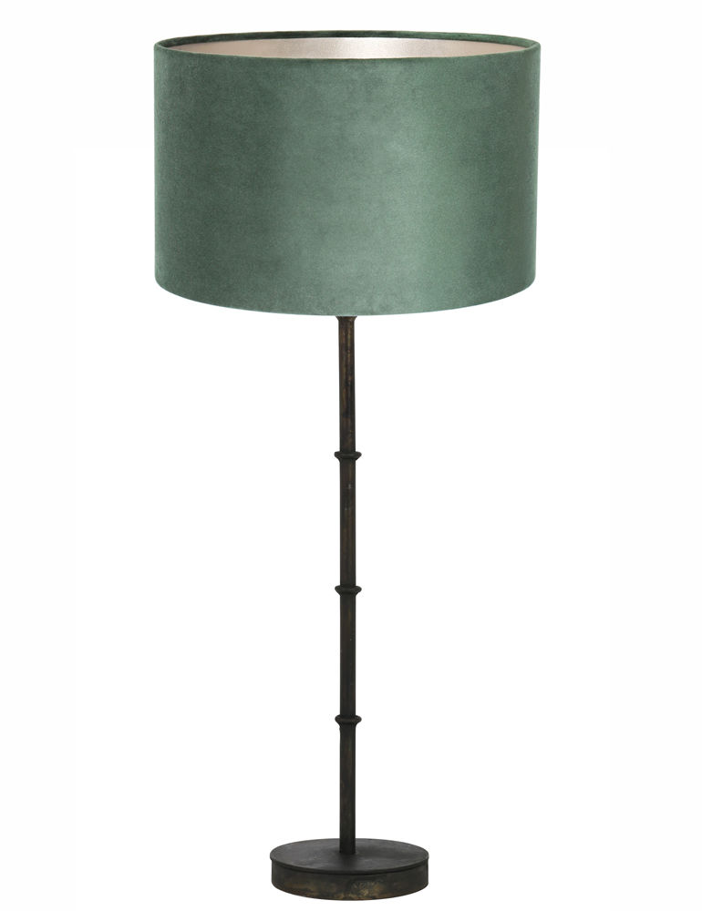 tafellamp-met-bewerkte-voet-en-groene-kap-light-living-phuket-zwart-7029zw-1