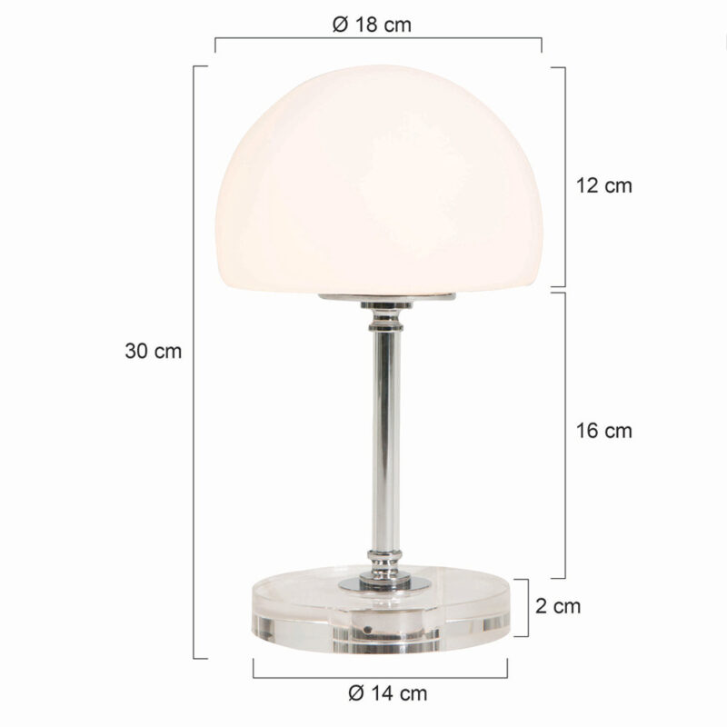 Moderne glazen tafellamp chroom metaal Steinhauer Ancilla - Afbeelding 6