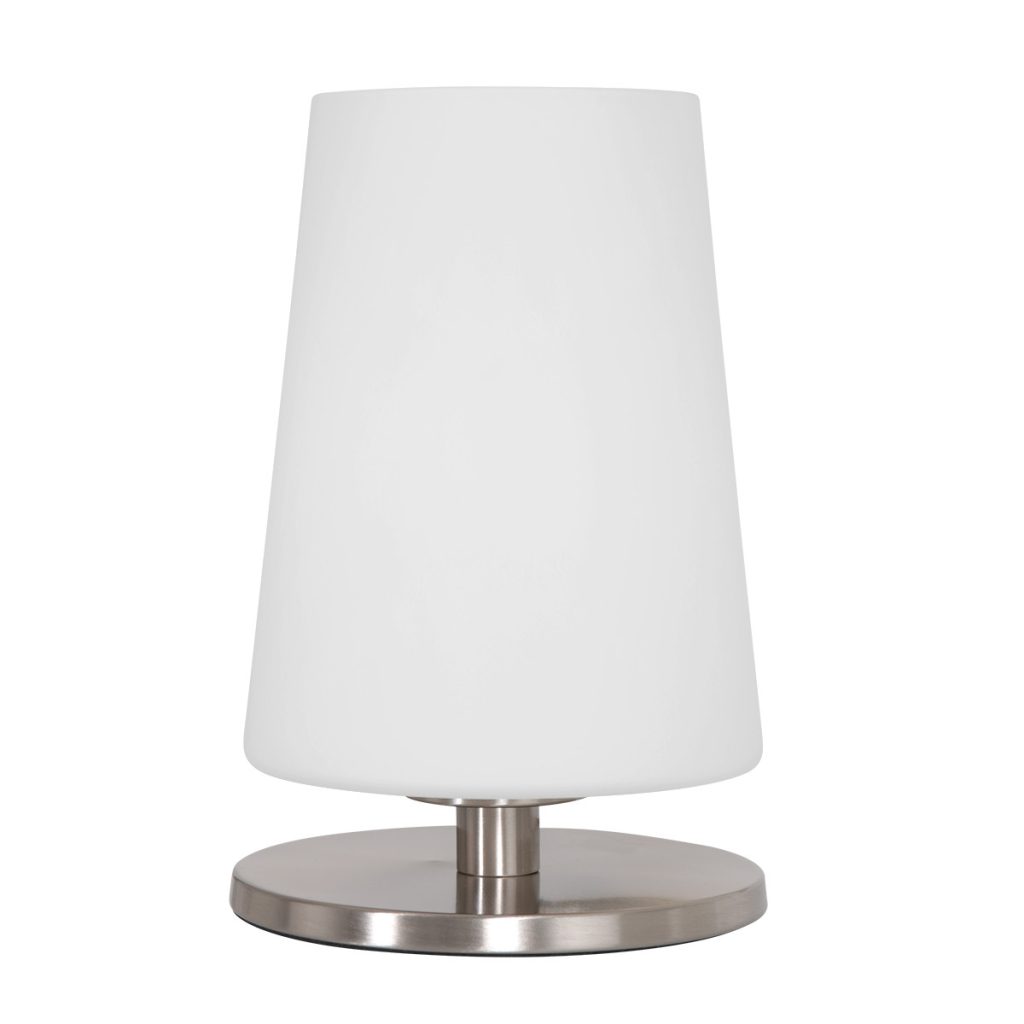 Staalkleurige moderne tafellamp melkglas Steinhauer Ancilla - Afbeelding 2