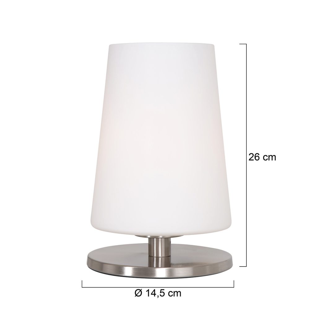 Staalkleurige moderne tafellamp melkglas Steinhauer Ancilla - Afbeelding 6