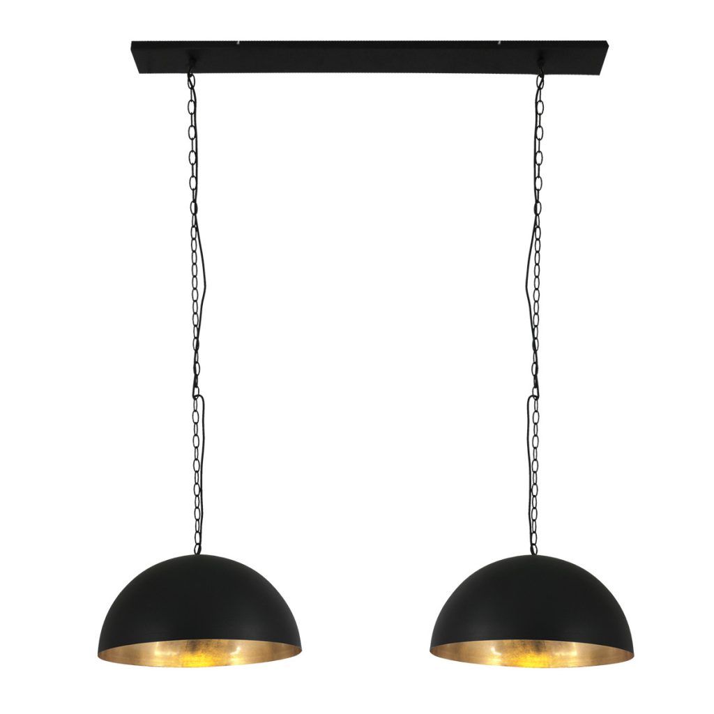 Tweelichts hanglamp zwart met goud Steinhauer Semicirkel - Afbeelding 2