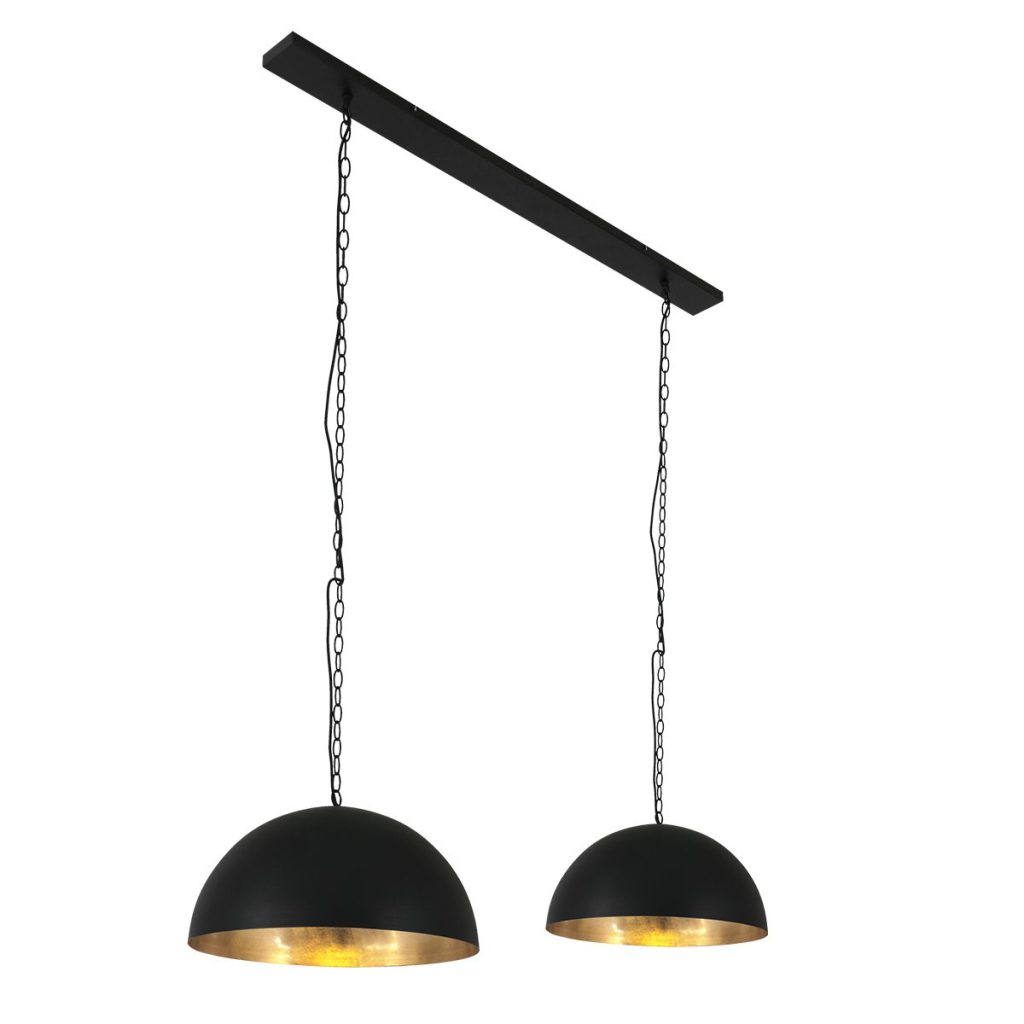 Tweelichts hanglamp zwart met goud Steinhauer Semicirkel - Afbeelding 11