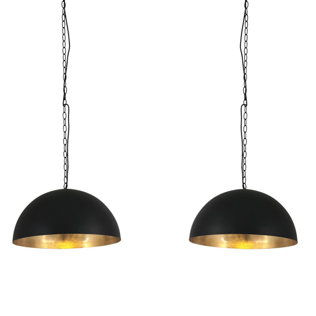 Tweelichts hanglamp zwart met goud Steinhauer Semicirkel - Afbeelding 14