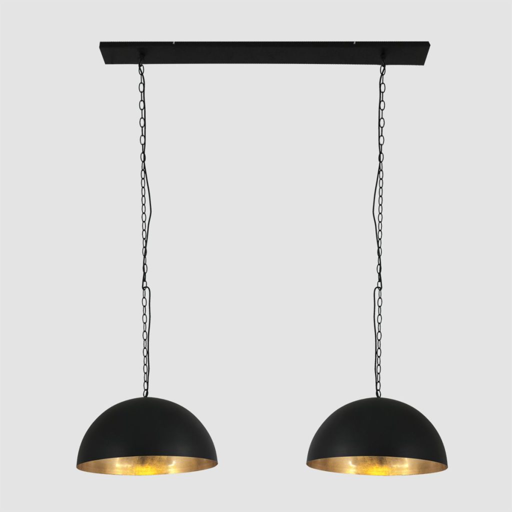 Tweelichts hanglamp zwart met goud Steinhauer Semicirkel - Afbeelding 15