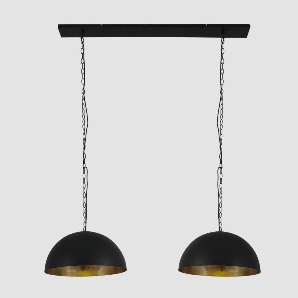 Tweelichts hanglamp zwart met goud Steinhauer Semicirkel - Afbeelding 16