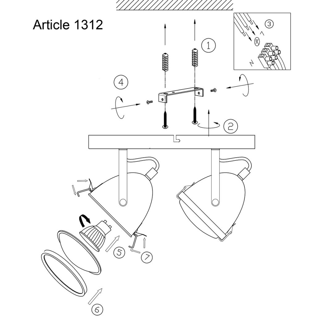 Tweelichts plafondlamp Mexlite Paco - Afbeelding 9