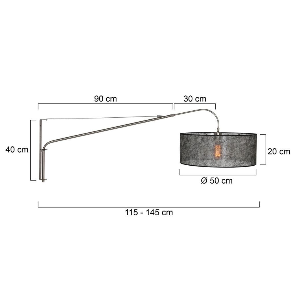 Uitschuifbare wandlamp met zwarte kap Steinhauer Elegant classy - Afbeelding 6