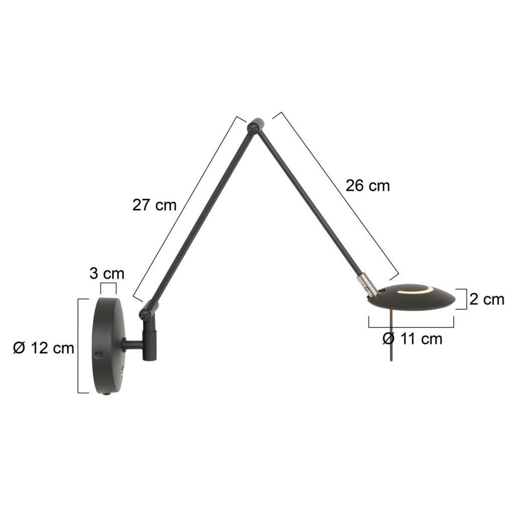Moderne zwarte kunststoffen metalen wandlamp Steinhauer Zodiac led - Afbeelding 6