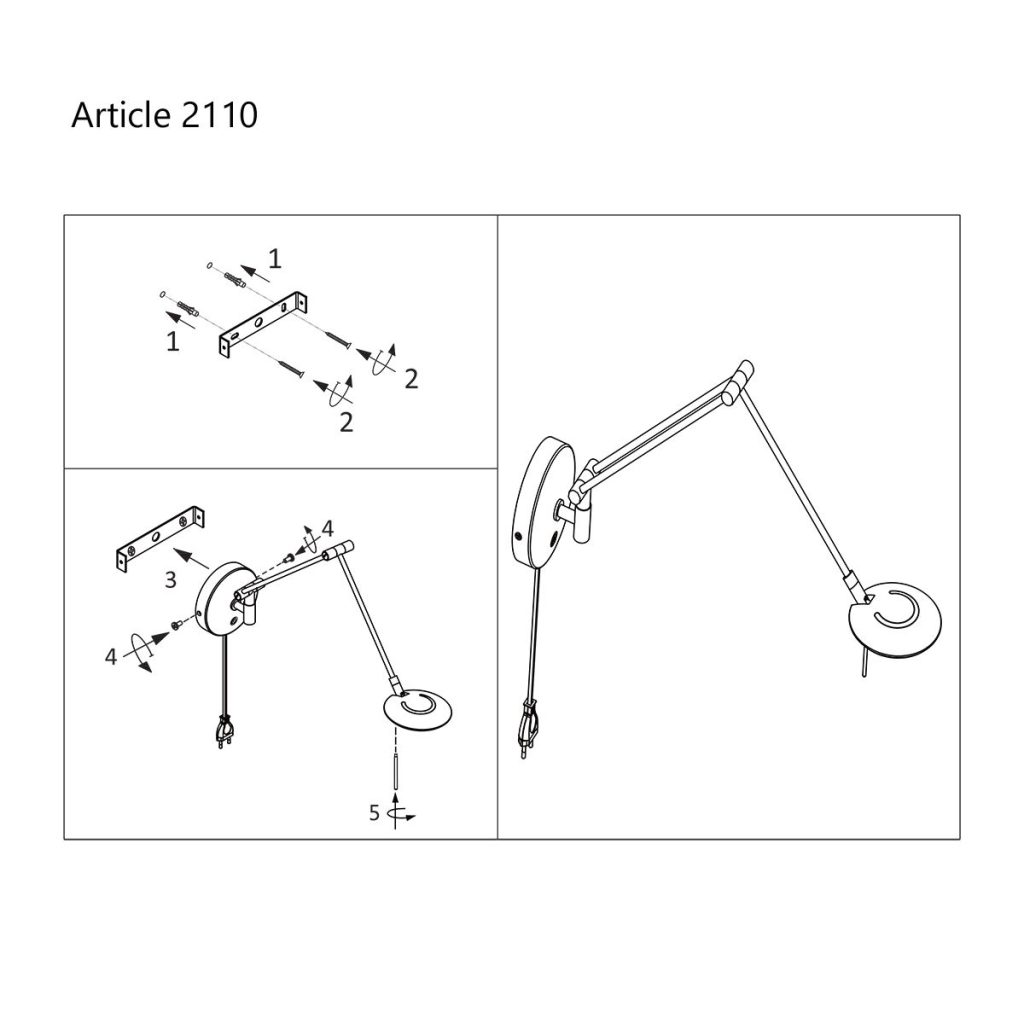 Moderne zwarte kunststoffen metalen wandlamp Steinhauer Zodiac led - Afbeelding 8