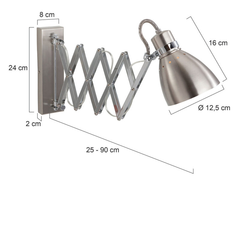 Uittrekbare wandlamp staal dimmer Steinhauer Spring - Afbeelding 7