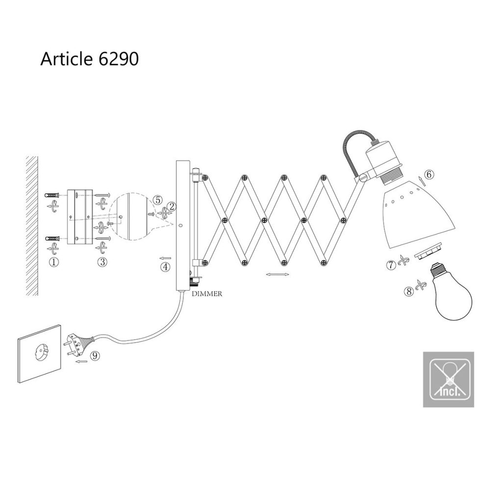 Uittrekbare wandlamp staal dimmer Steinhauer Spring - Afbeelding 9