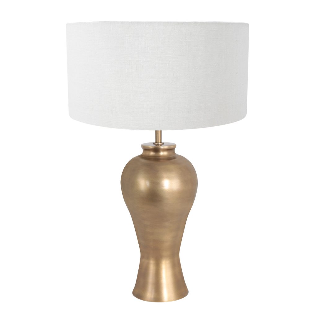 Vaaslamp met witte stoffen kap Steinhauer Brass - Afbeelding 2
