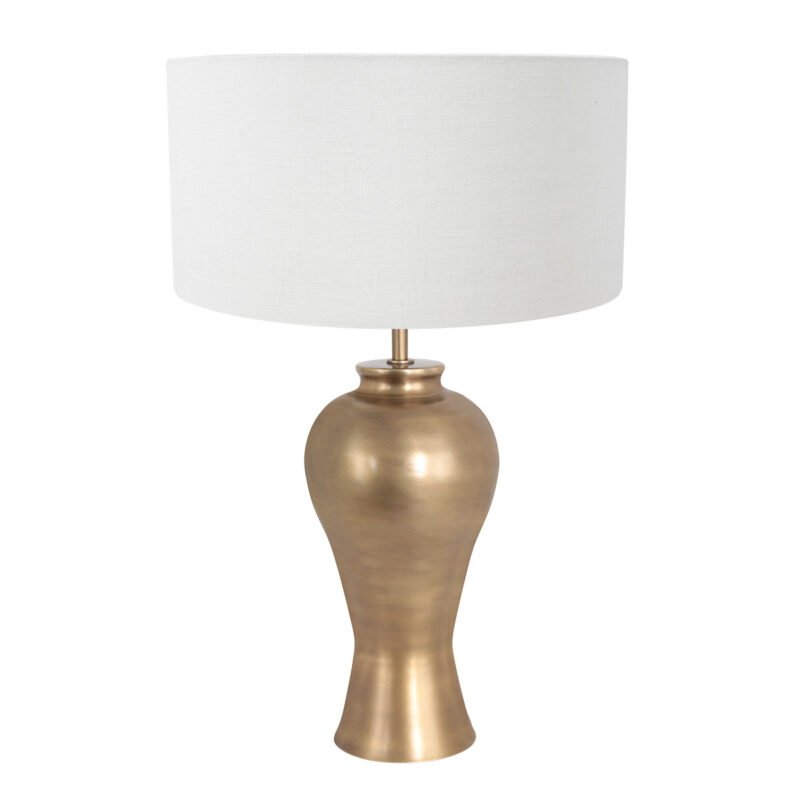 Vaaslamp met witte stoffen kap Steinhauer Brass - Afbeelding 2
