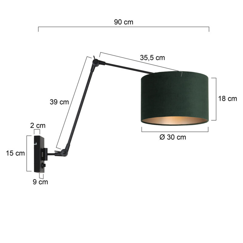 Trendy zwarte metalen wandlamp Steinhauer Prestige chic - Afbeelding 6