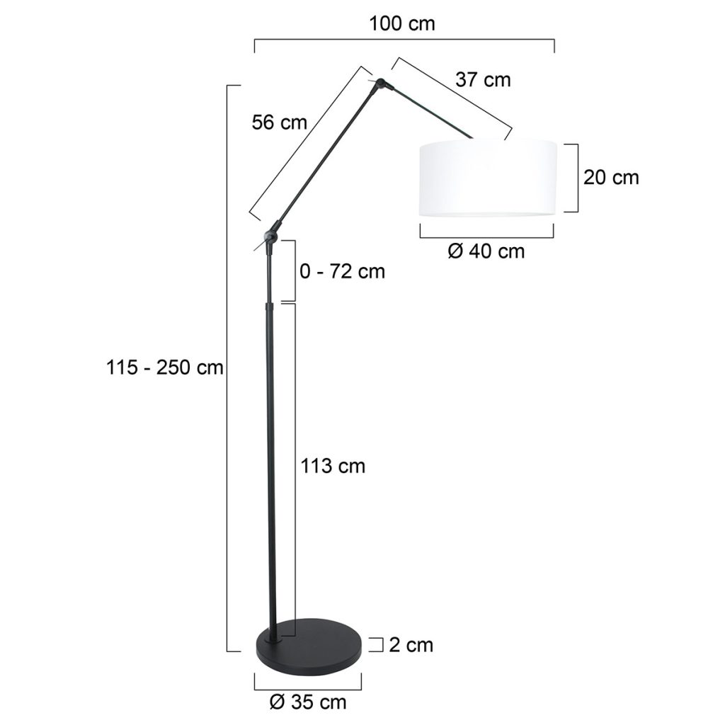 Verstelbare staande lamp met witte kap Steinhauer Prestige chic - Afbeelding 6