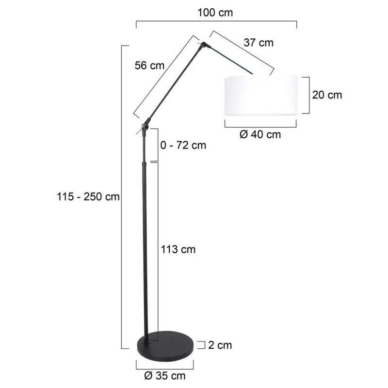 Verstelbare staande lamp met witte kap Steinhauer Prestige chic - Afbeelding 6