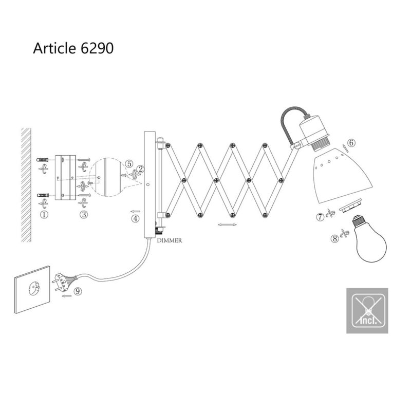 Metalen industriële hanglamp zwart scharnierarm Steinhauer Spring - Afbeelding 9