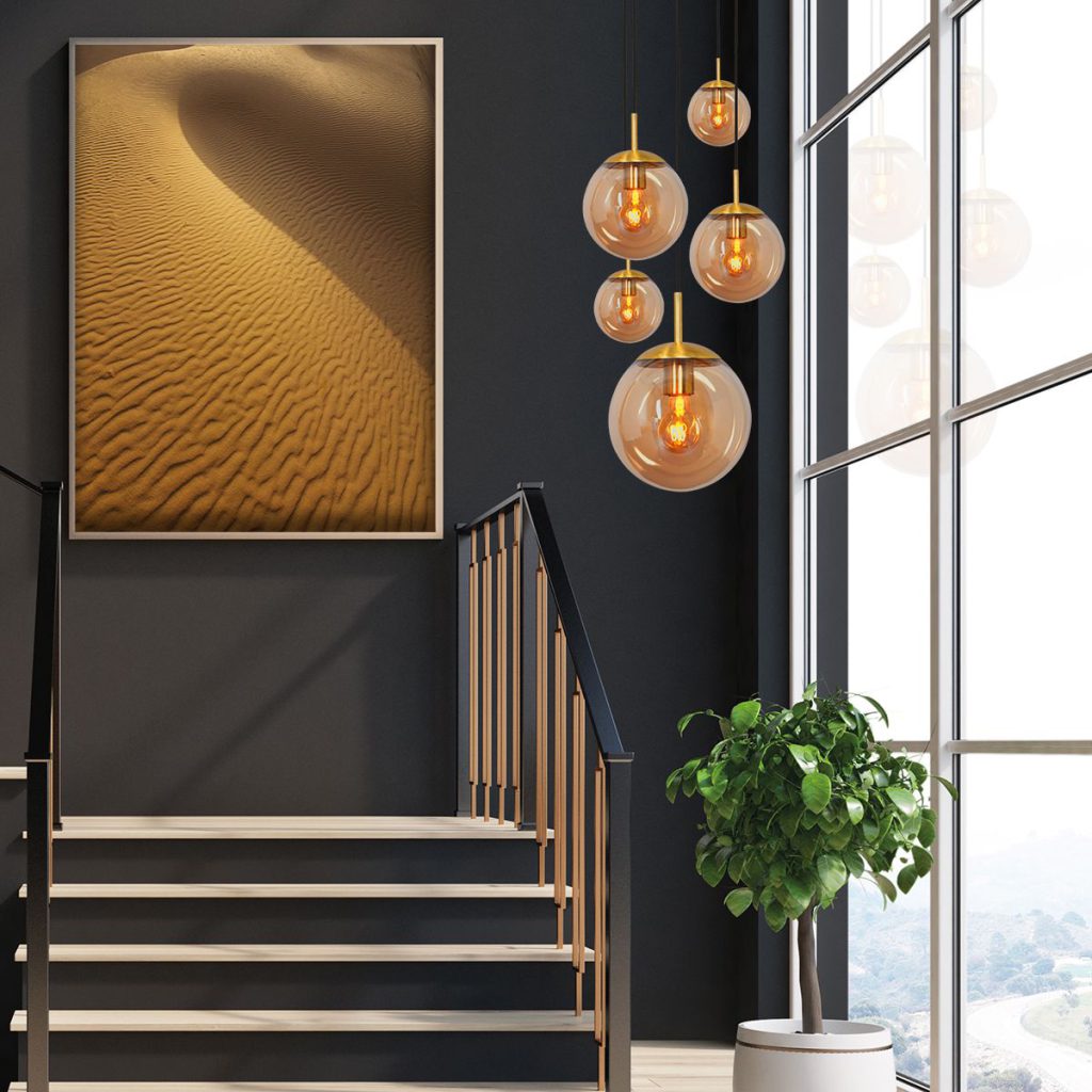 Moderne amberkleurige glazen hanglamp metaal Steinhauer Bollique led - Afbeelding 16