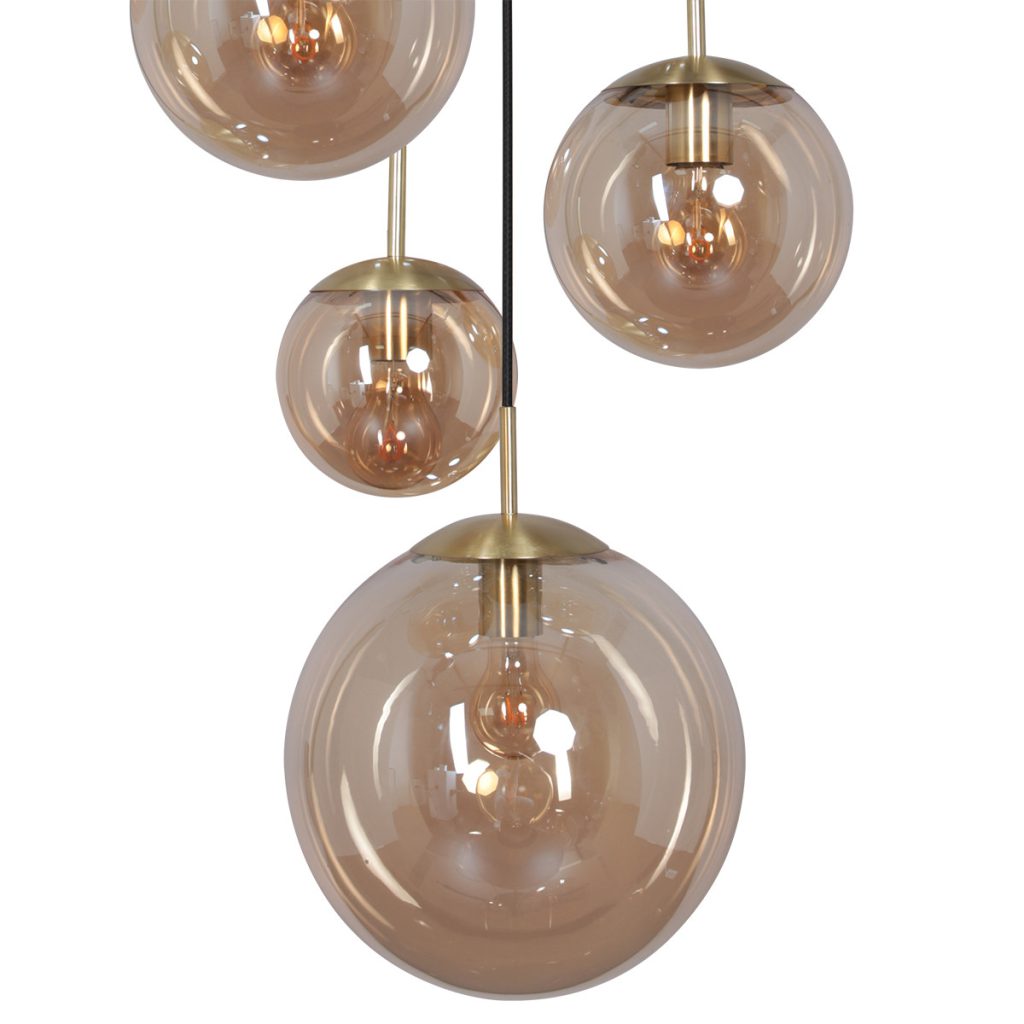 Moderne amberkleurige glazen hanglamp metaal Steinhauer Bollique led - Afbeelding 6