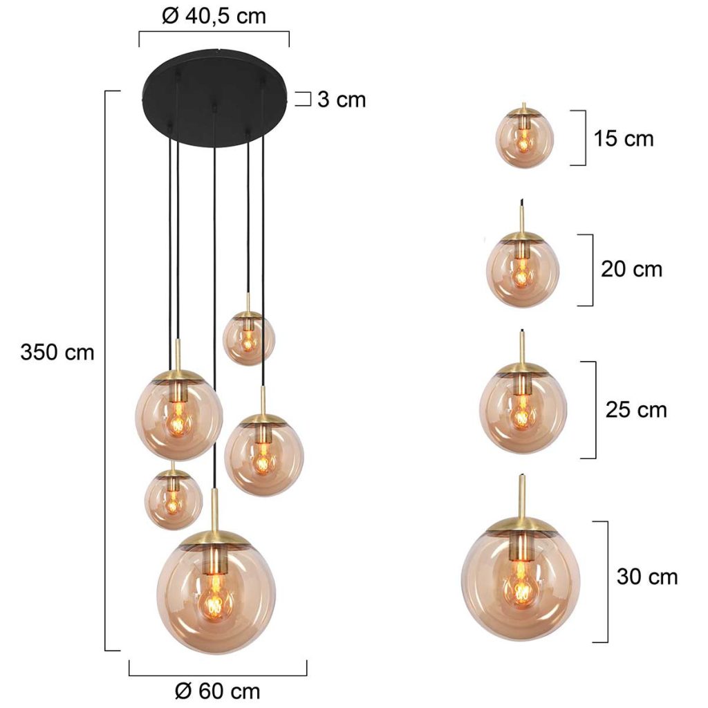 Moderne amberkleurige glazen hanglamp metaal Steinhauer Bollique led - Afbeelding 8