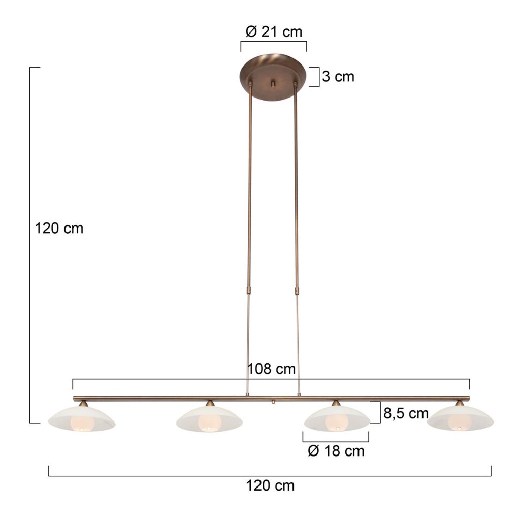 Klassieke glazen metalen hanglampen brons Steinhauer Sovereign classic - Afbeelding 6