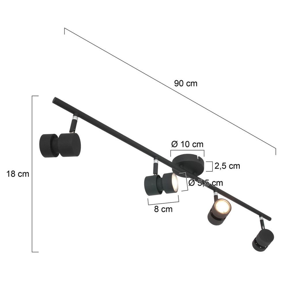 Moderne zwarte metalen plafonnière Steinhauer Natasja led - Afbeelding 7
