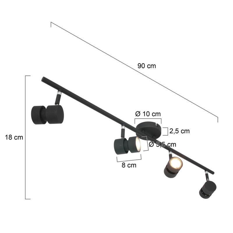 Moderne zwarte metalen plafonnière Steinhauer Natasja led - Afbeelding 7