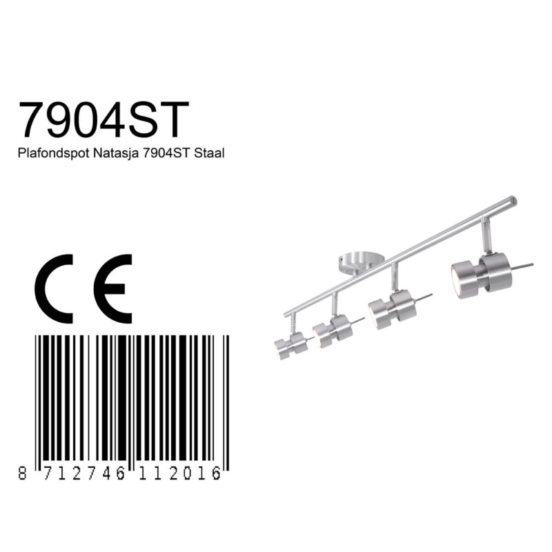 Moderne stalen metalen plafonnière Steinhauer Natasja led - Afbeelding 7