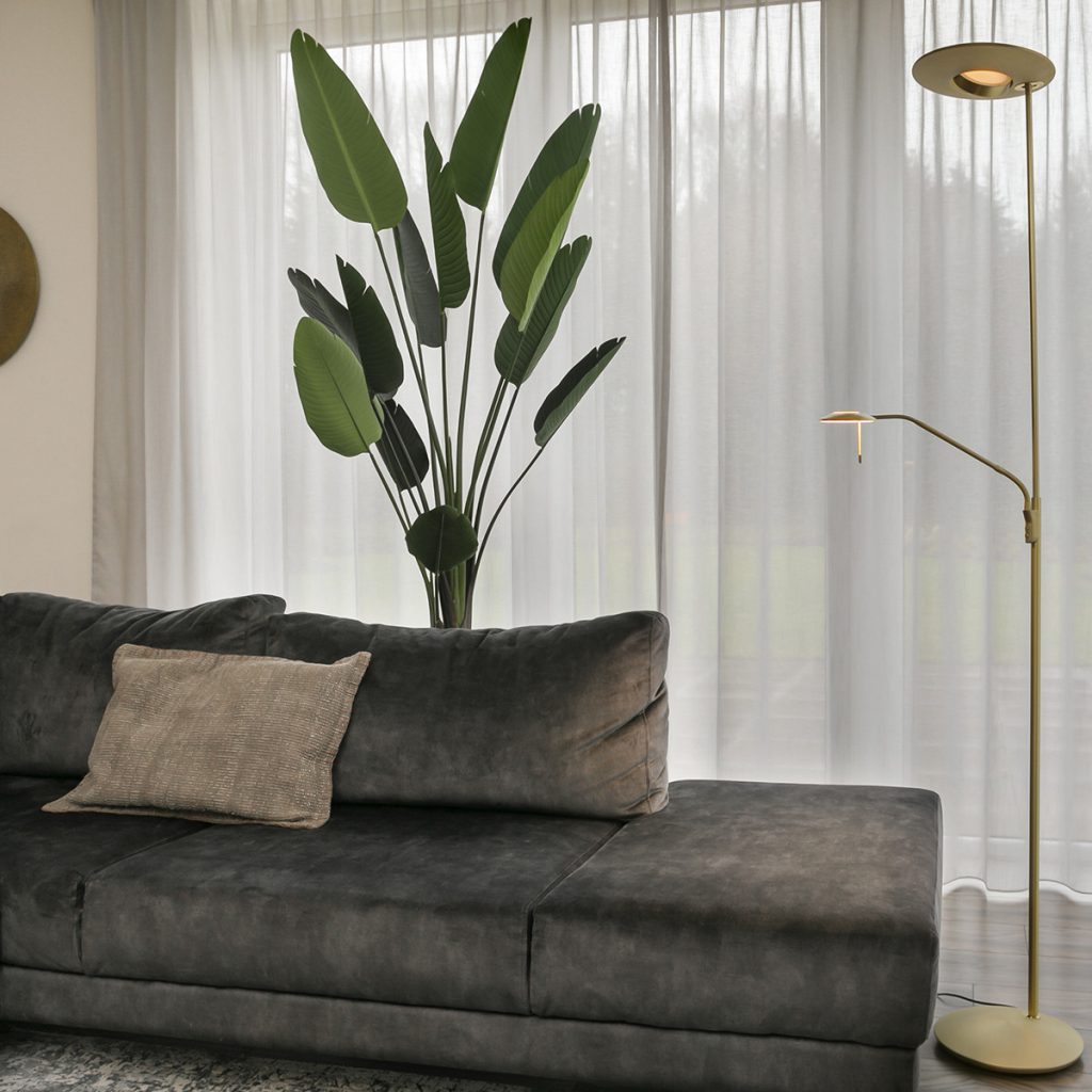 Vloerlamp met leesarm messing kleur goud Steinhauer Zenith led - Afbeelding 4