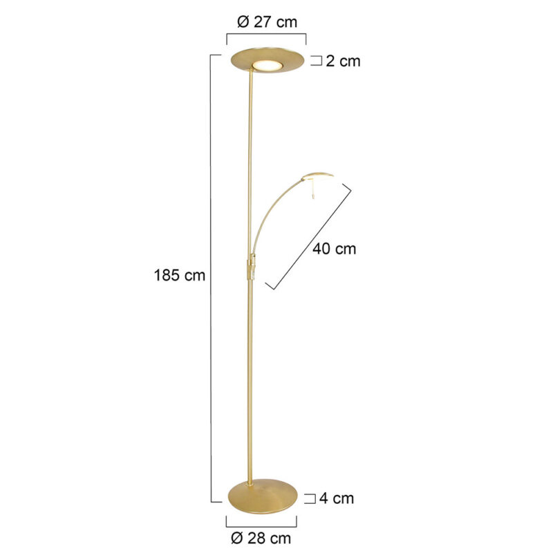 Vloerlamp met leesarm messing kleur goud Steinhauer Zenith led - Afbeelding 8